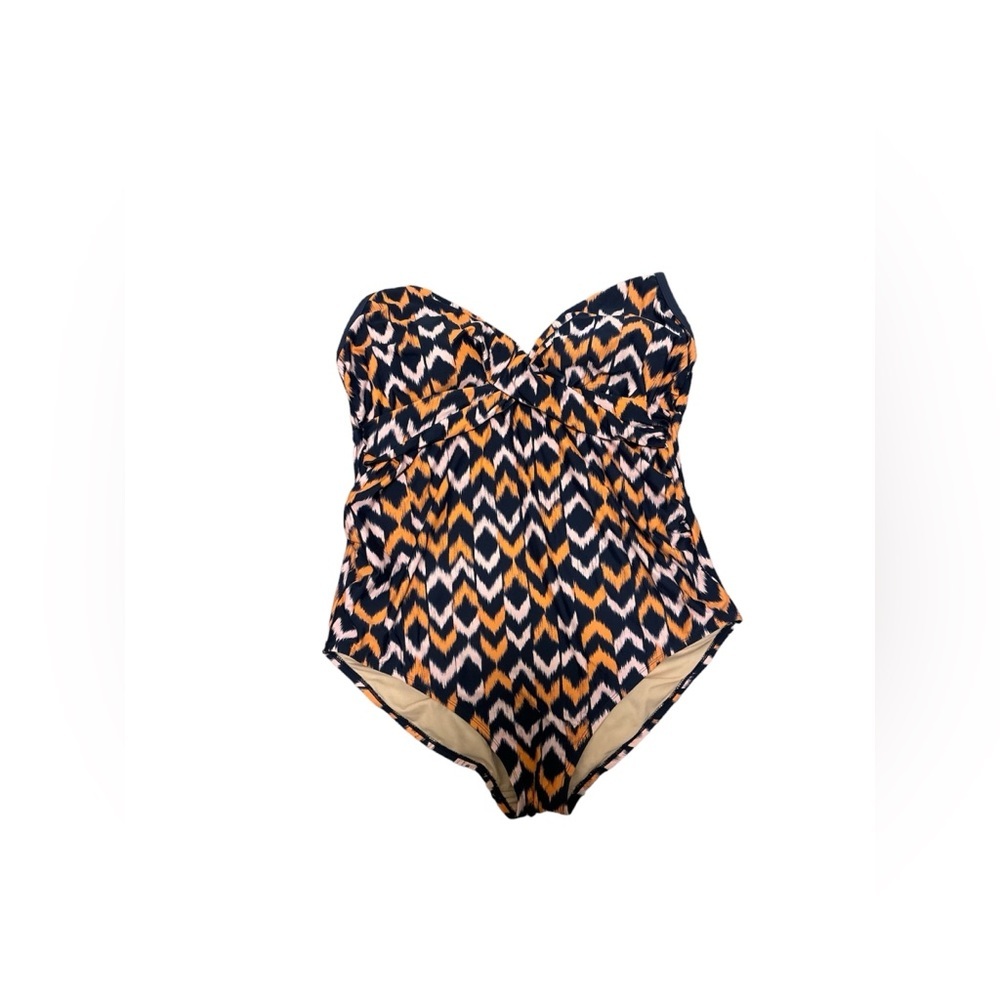 🌺Liz Lange Women's One Piece Swimsuit - Navy and Orange